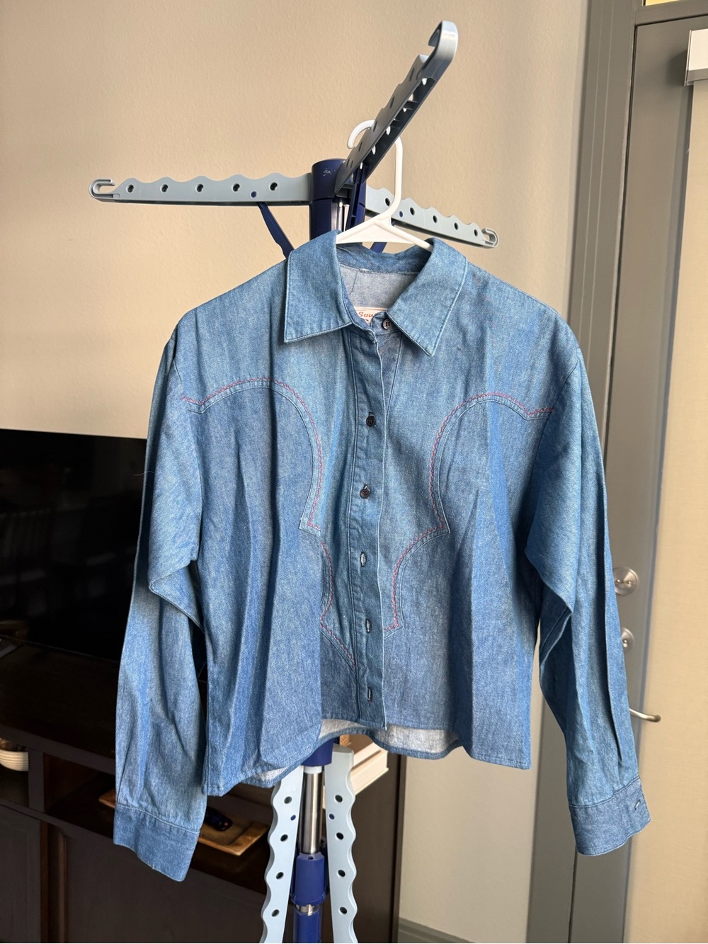 Vintage 90s Southcross Western Wear Denim Shirt Small Made in Texas USA Western